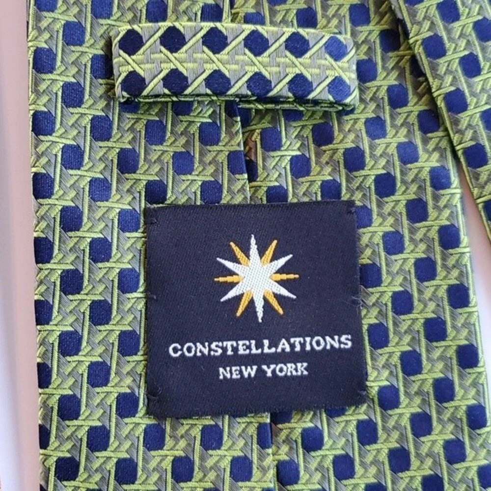 PAIR OF CONSTELLATIONS NEW YORK GEOMETRIC SILK MEN'S TIES 3.75